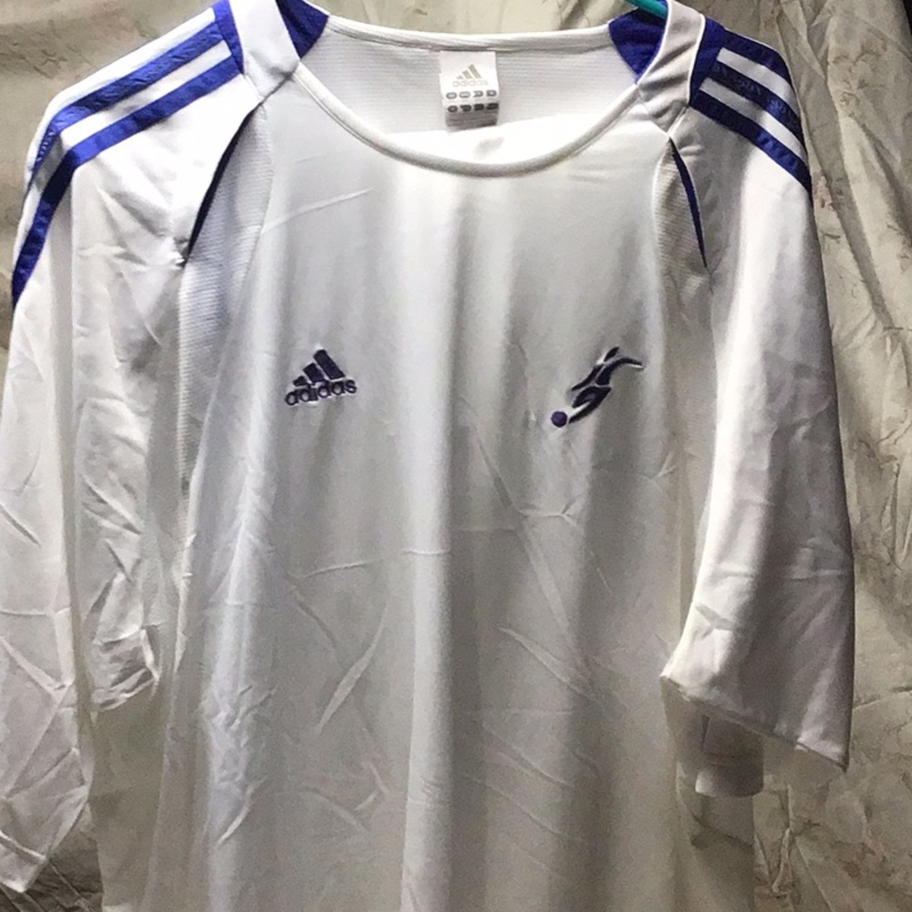 Adidas White and Blue Performance Jerseys